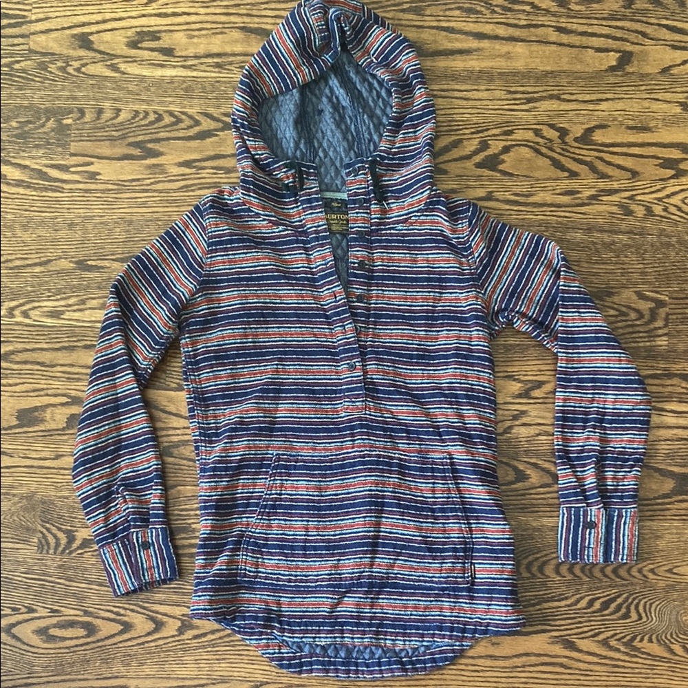 Burton Women’s Quilted Striped Hooded Pullover, Size Small